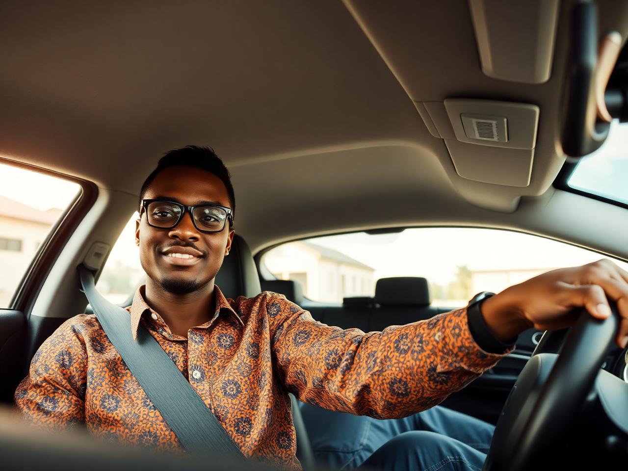 Instructor with student driver in Nigeria